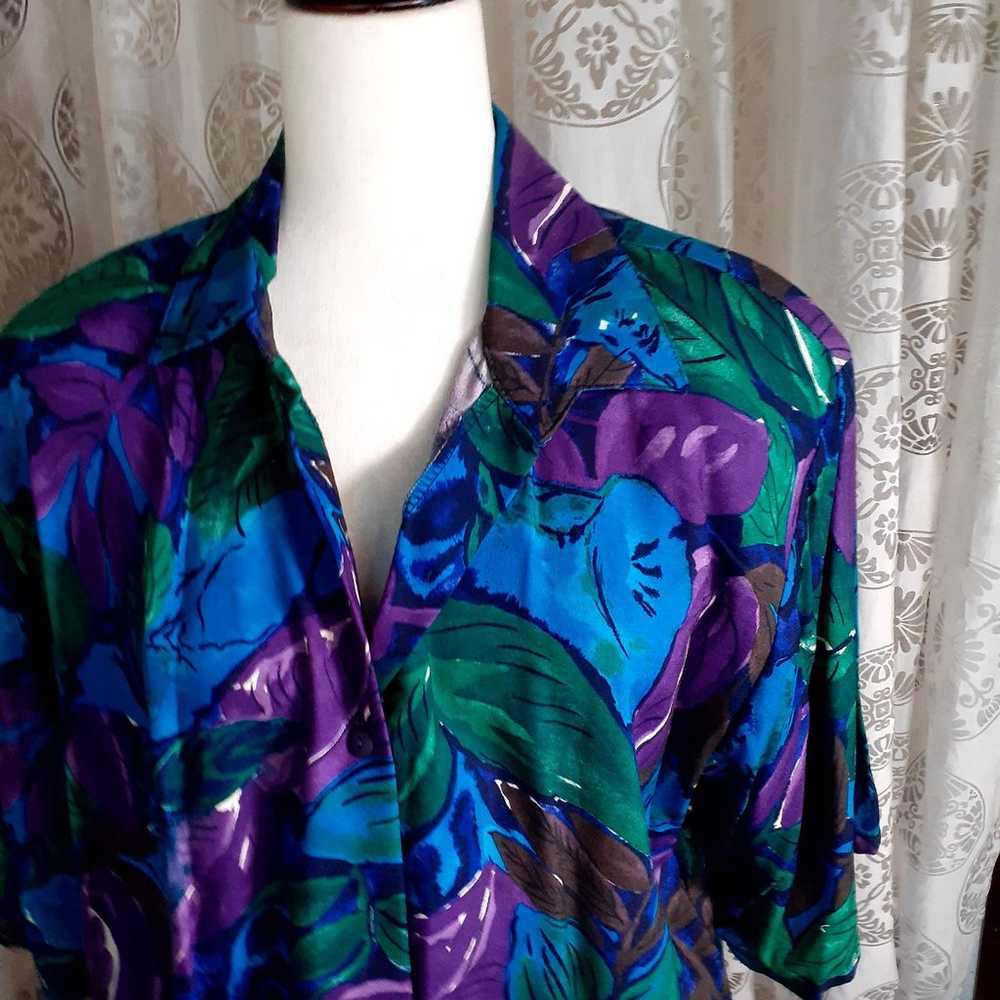 Vintage BE Woman 18W Hawaiian Print Blouse - image 2