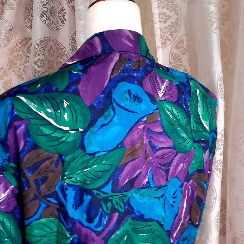 Vintage BE Woman 18W Hawaiian Print Blouse - image 4