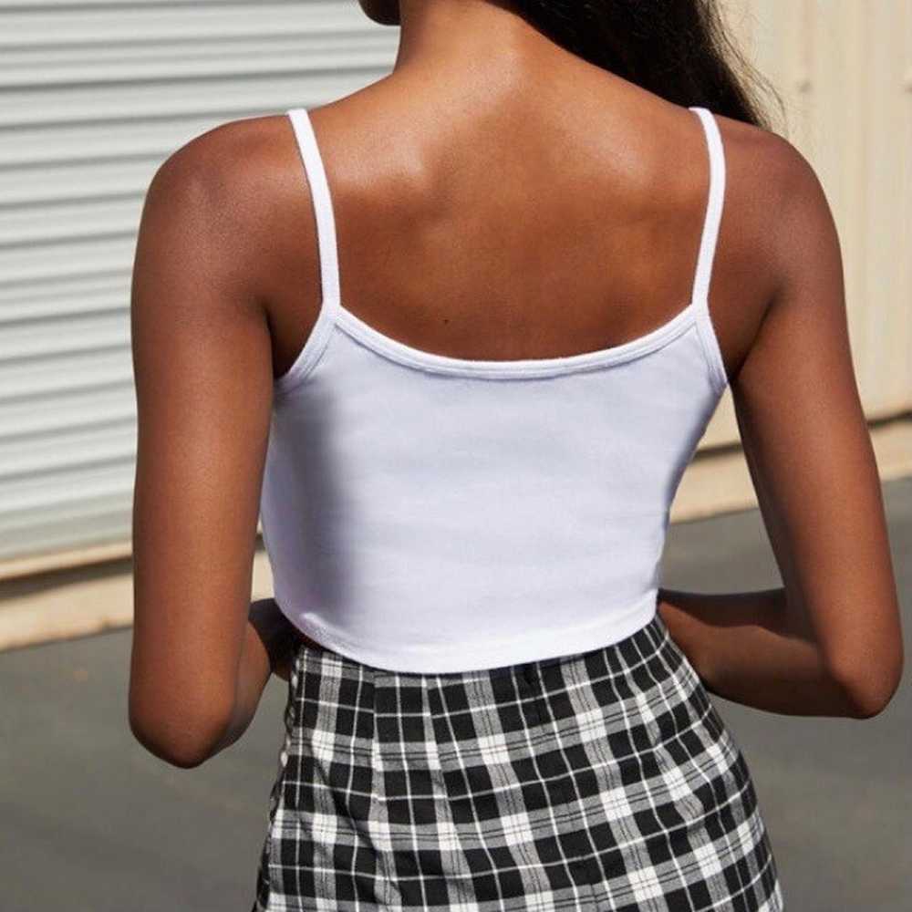 Brandy Melville White Skylar Cropped Top w/ Pink … - image 2