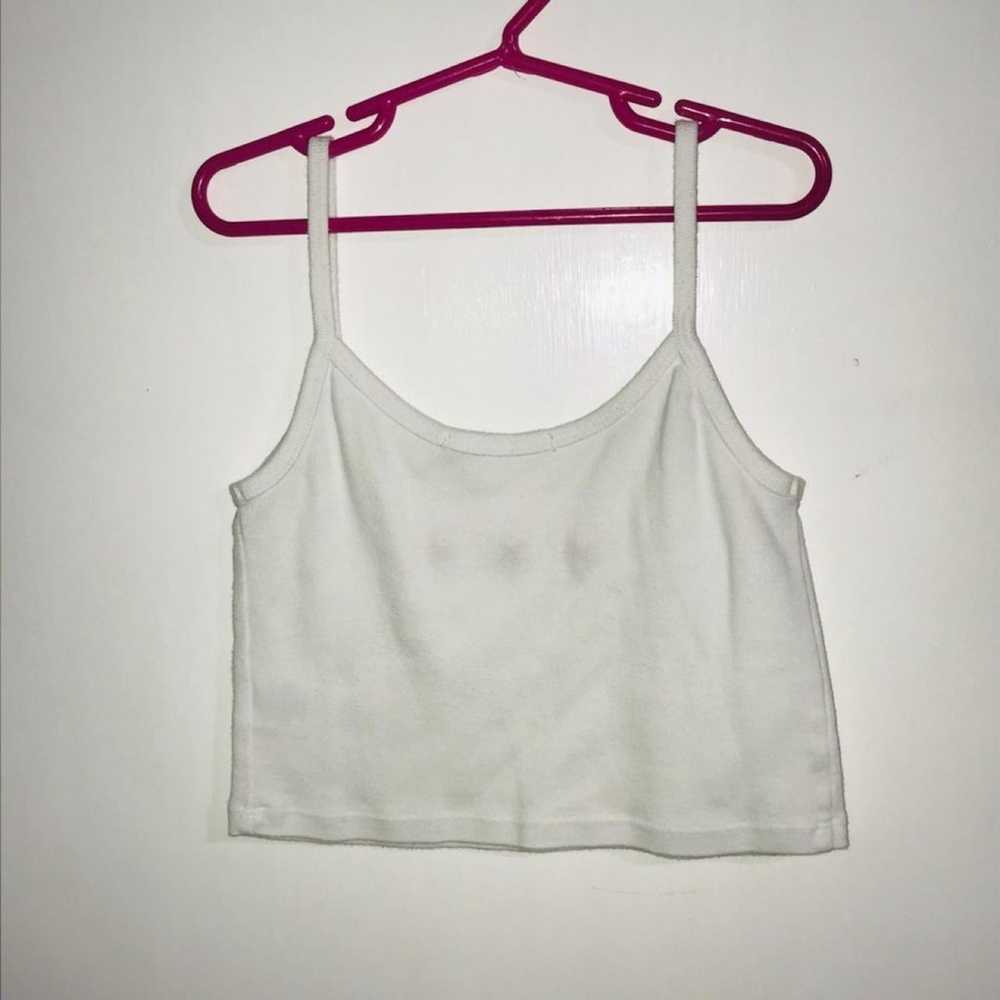 Brandy Melville White Skylar Cropped Top w/ Pink … - image 4