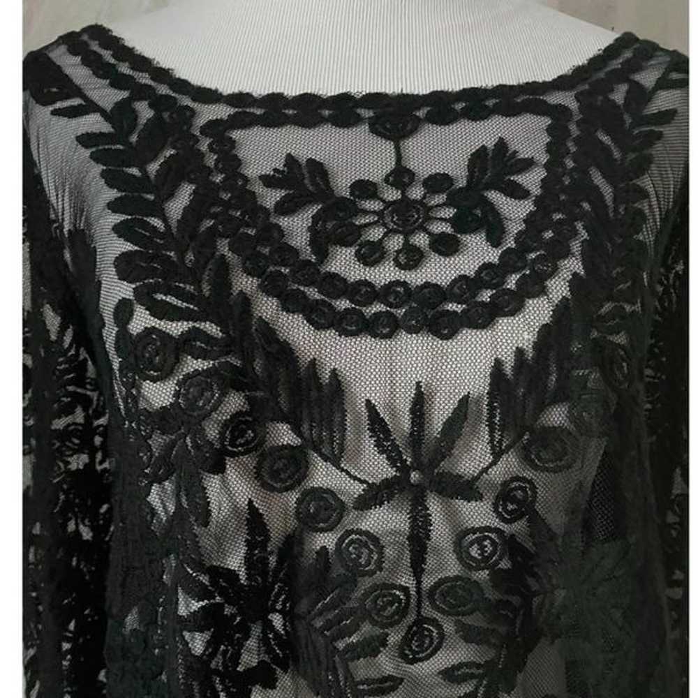 Vintage, Black, Sheer, 3/4 Sleeve, Lace Blouse - image 5