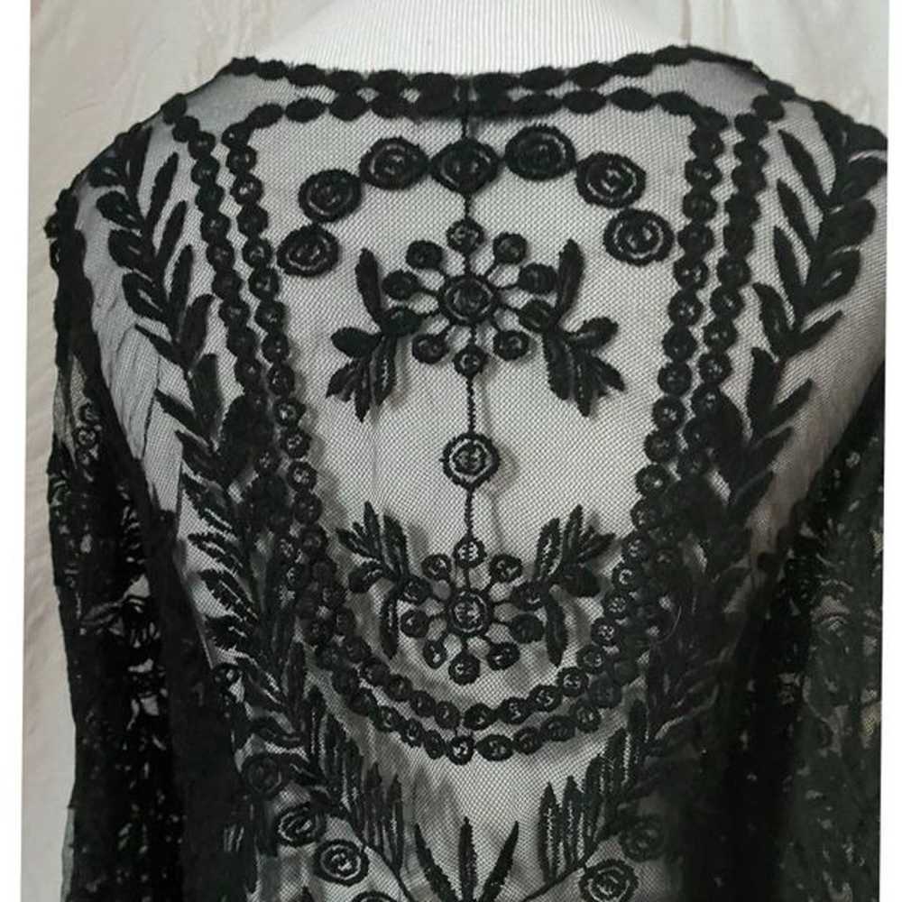 Vintage, Black, Sheer, 3/4 Sleeve, Lace Blouse - image 6