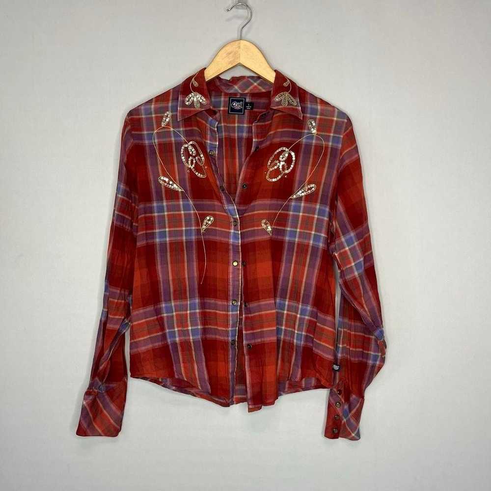 Cruel Girl. Vintage Y2k Pearl Snap Flannel Button… - image 3