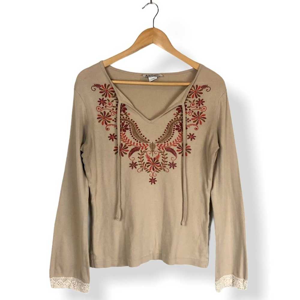 Vintage Bohemian Floral Detailed Top - image 1