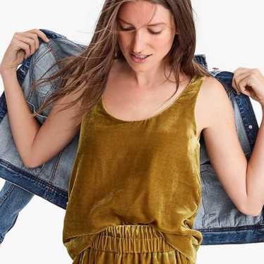 NWOT! J.Crew Velvet XXXS Tank Top Vintage Gold - image 1