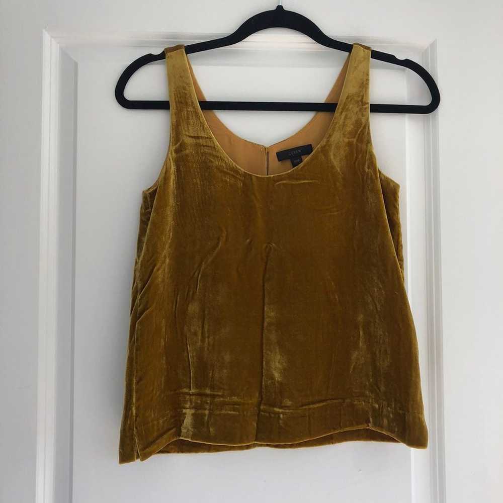 NWOT! J.Crew Velvet XXXS Tank Top Vintage Gold - image 2