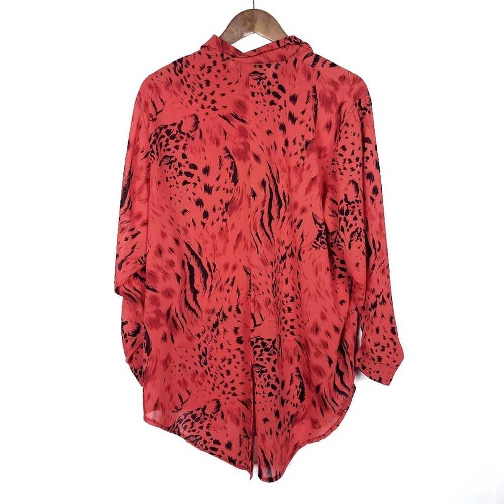 Vintage Red Cheetah Button Down Blouse - image 2