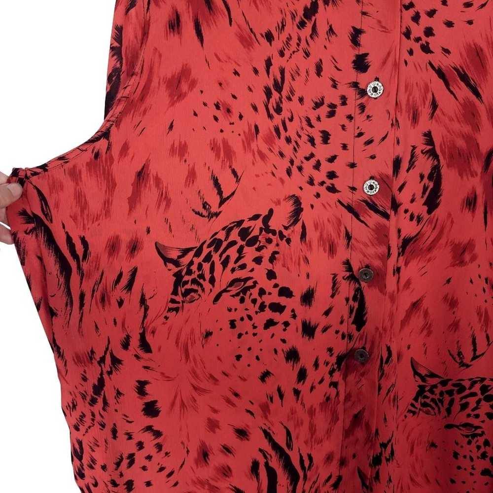 Vintage Red Cheetah Button Down Blouse - image 3