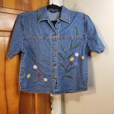 Vintage Agapo Floral Embroidered Denim Top