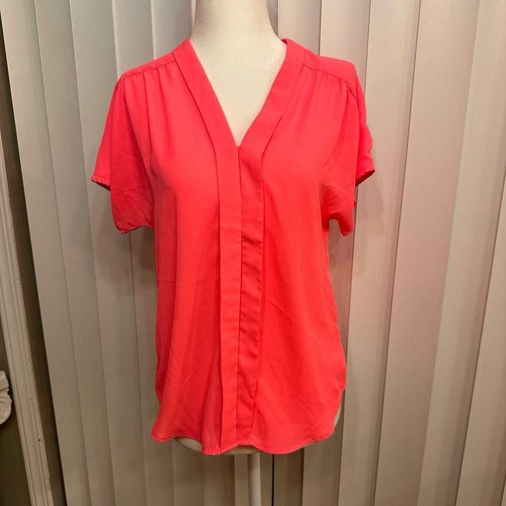 Express Blouse women’s career blouse hot neon pin… - image 1