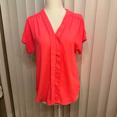 Express Blouse women’s career blouse hot neon pin… - image 1