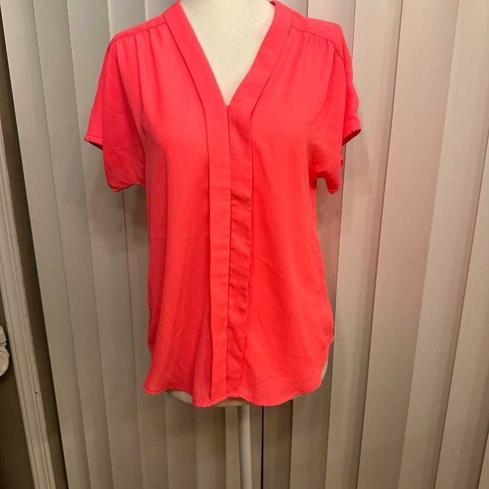 Express Blouse women’s career blouse hot neon pin… - image 2