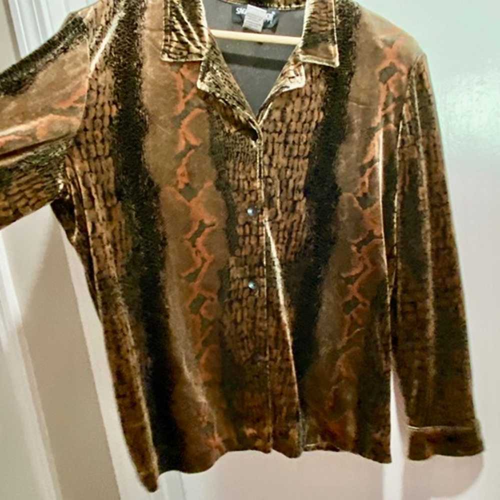 Vintage Velvet Snake Animal Pr. Relaxed Fit Butto… - image 3