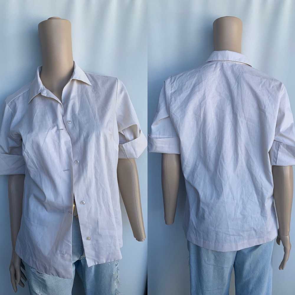 Vintage 50s 60s Lady Manhattan light beige shirt … - image 1