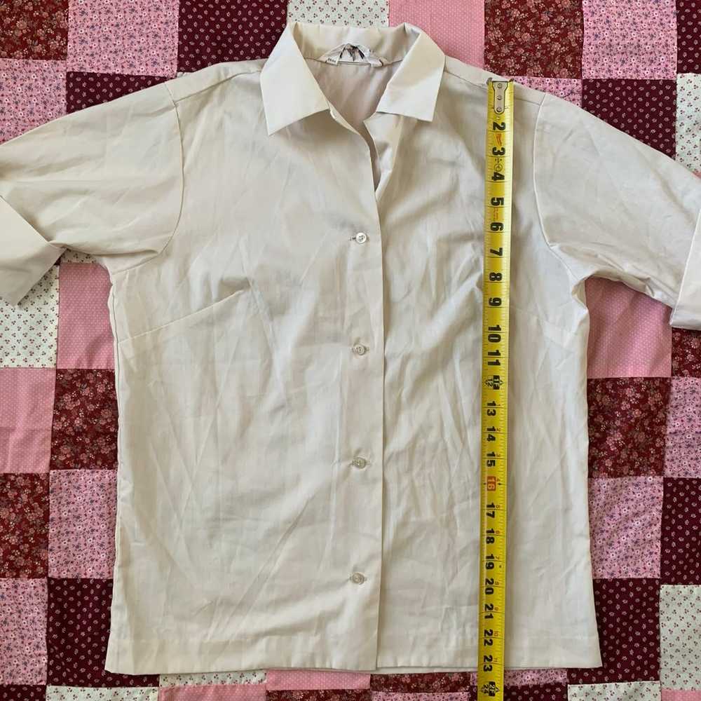 Vintage 50s 60s Lady Manhattan light beige shirt … - image 5