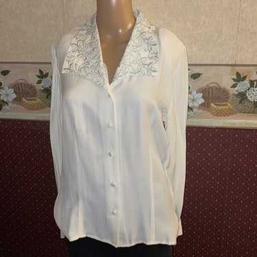 Petite Silver Embroidery Blouse - image 1