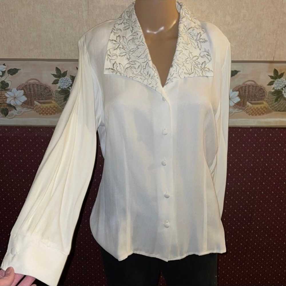 Petite Silver Embroidery Blouse - image 2