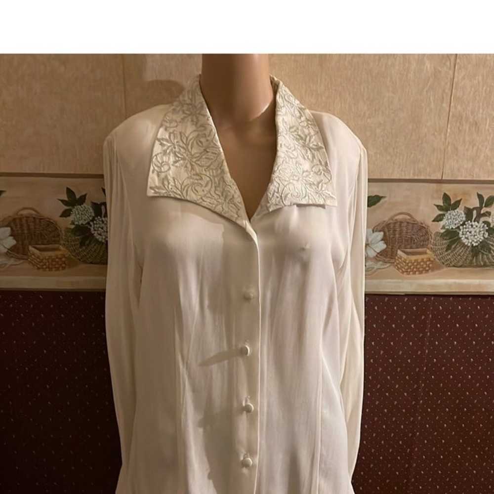 Petite Silver Embroidery Blouse - image 4