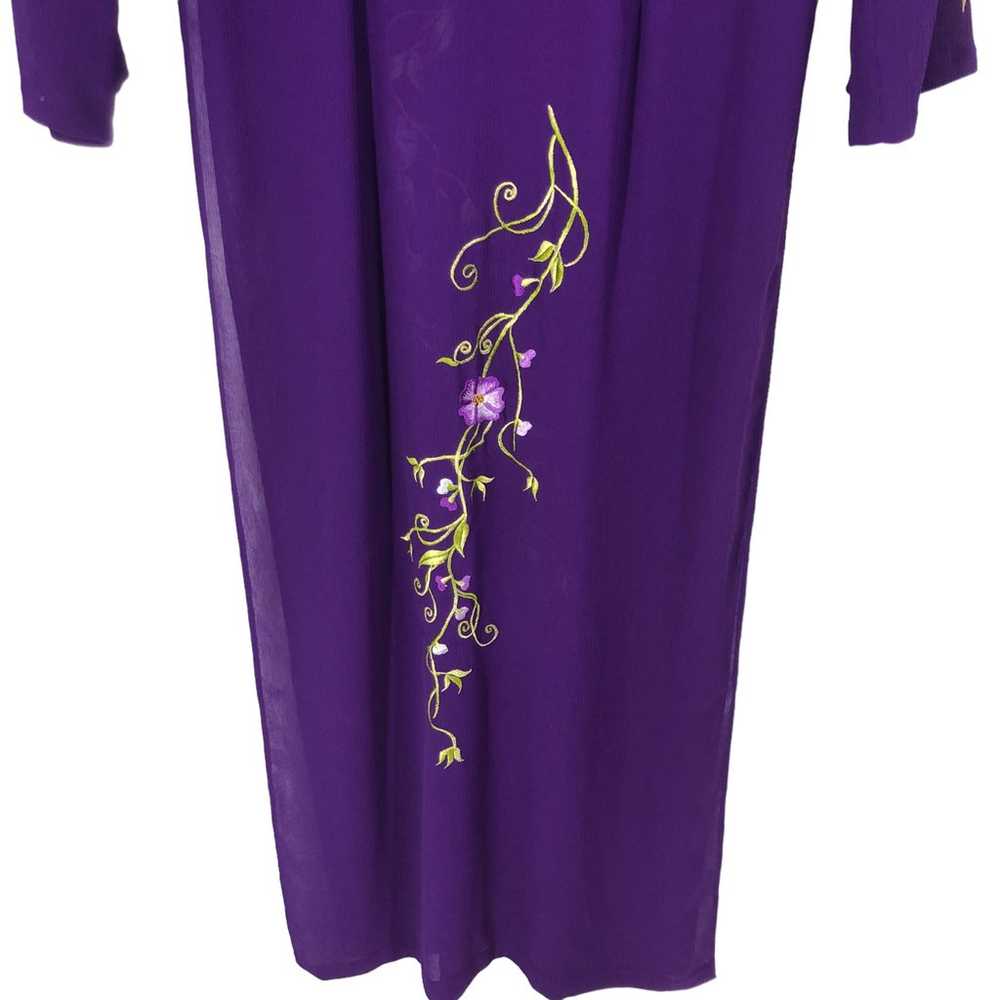 Purple Embroidered Maxi Length Sheer Tunic, Long … - image 10