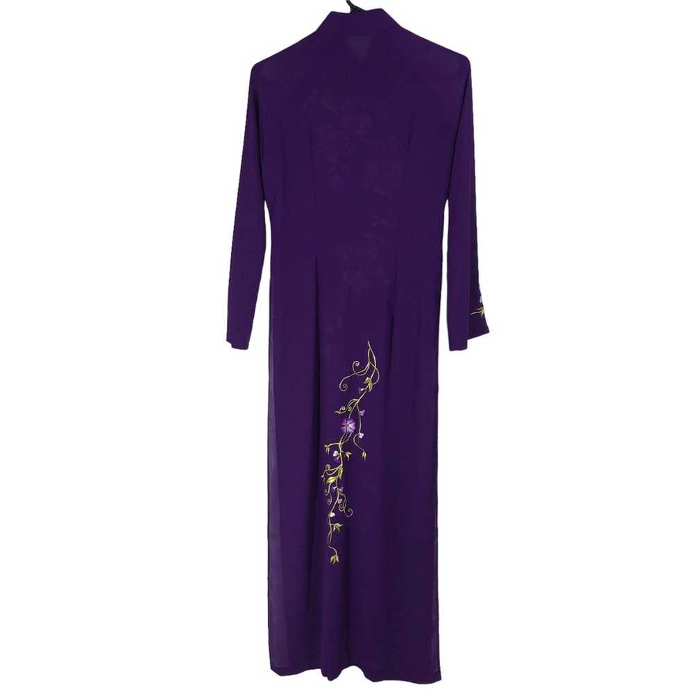 Purple Embroidered Maxi Length Sheer Tunic, Long … - image 2