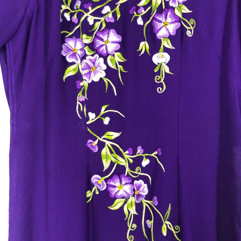 Purple Embroidered Maxi Length Sheer Tunic, Long … - image 4