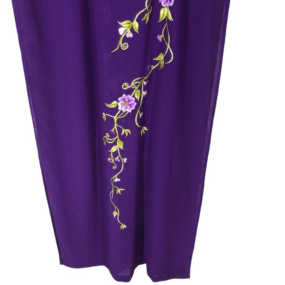 Purple Embroidered Maxi Length Sheer Tunic, Long … - image 6