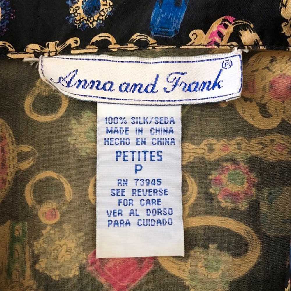 Vtg Anna & Frank Silk Jewelry Blouse - image 6