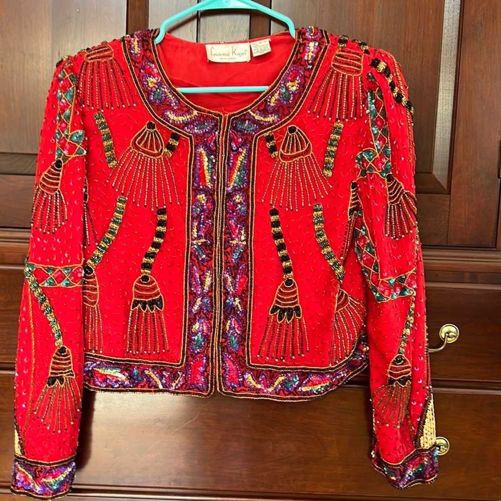 Vintage Women’s beaded sequined top with silk lin… - image 1