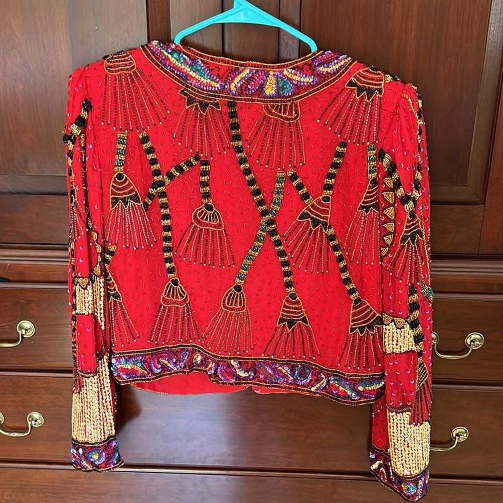 Vintage Women’s beaded sequined top with silk lin… - image 3