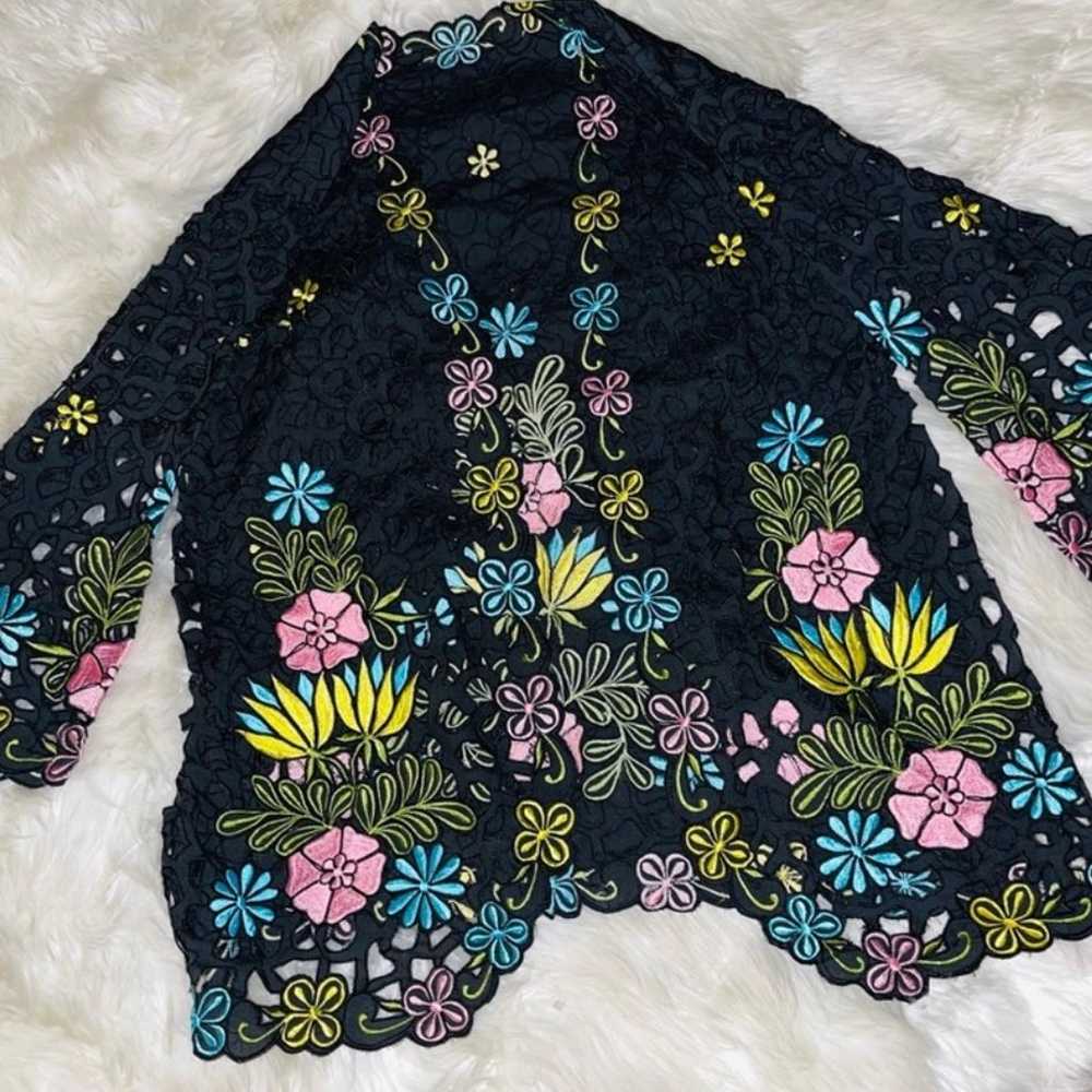 NWOT  Vintage Retro Floral Embroidered Boho Kimono - image 11