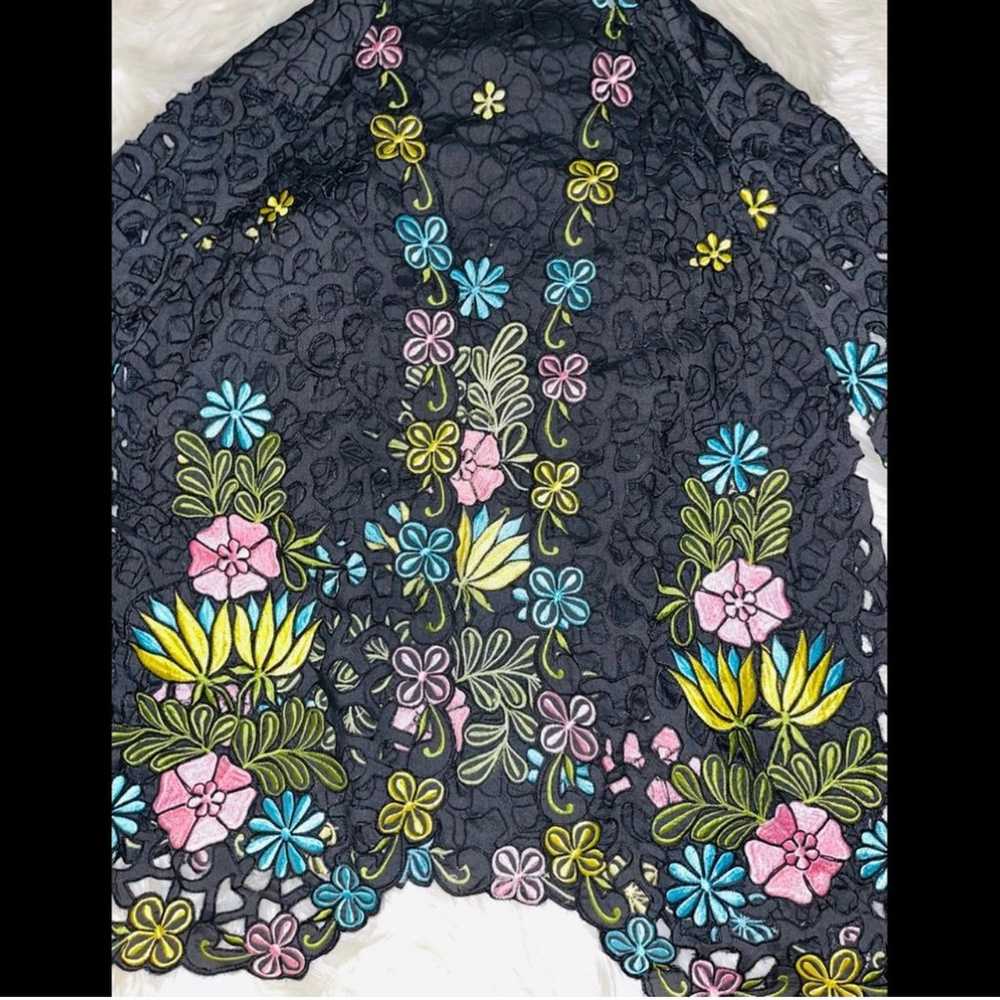 NWOT  Vintage Retro Floral Embroidered Boho Kimono - image 9