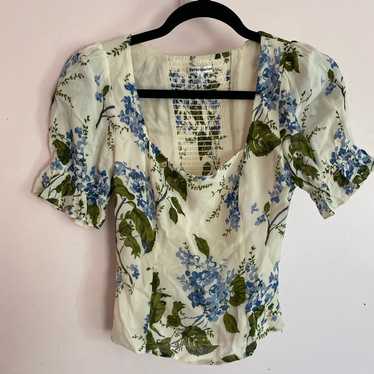 Reformation Constance Floral Print Puff Sleeve Top - image 1