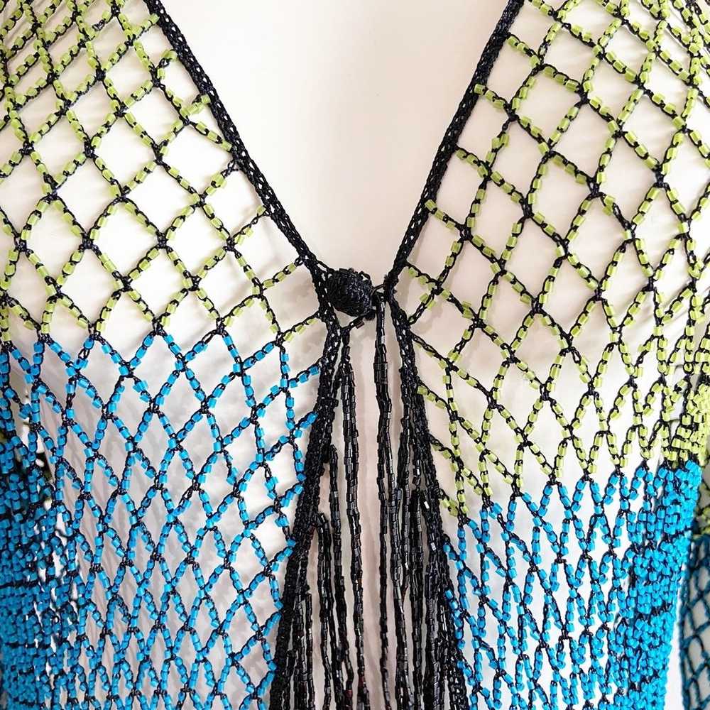 Chico's Vintage Loop Beaded Fringe Shrug Lattice … - image 8