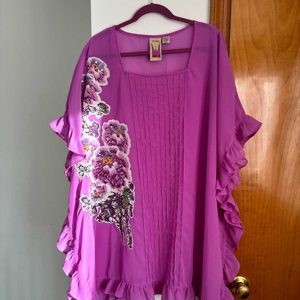 Original Anthony Vintage Purple Tunic, Short Slee… - image 1