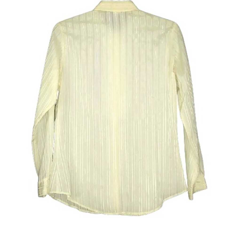 70's Cream Metallic Stripe Ruffle Blouse - image 2