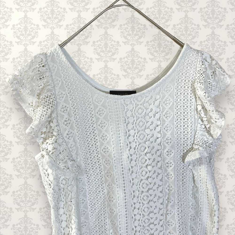 Rienda [Free] Lace Frill Stretch Blouse Off-White… - image 3