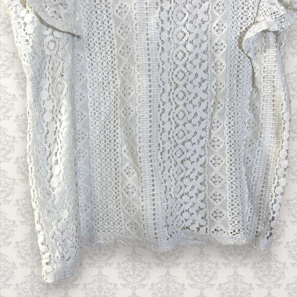 Rienda [Free] Lace Frill Stretch Blouse Off-White… - image 4