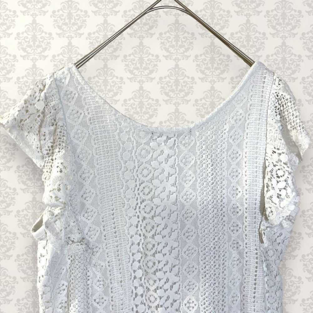 Rienda [Free] Lace Frill Stretch Blouse Off-White… - image 6