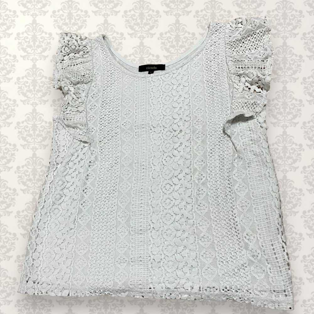 Rienda [Free] Lace Frill Stretch Blouse Off-White… - image 8