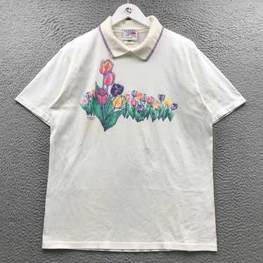 Vintage Whitton Tulip Flower Polo Shirt Women's La