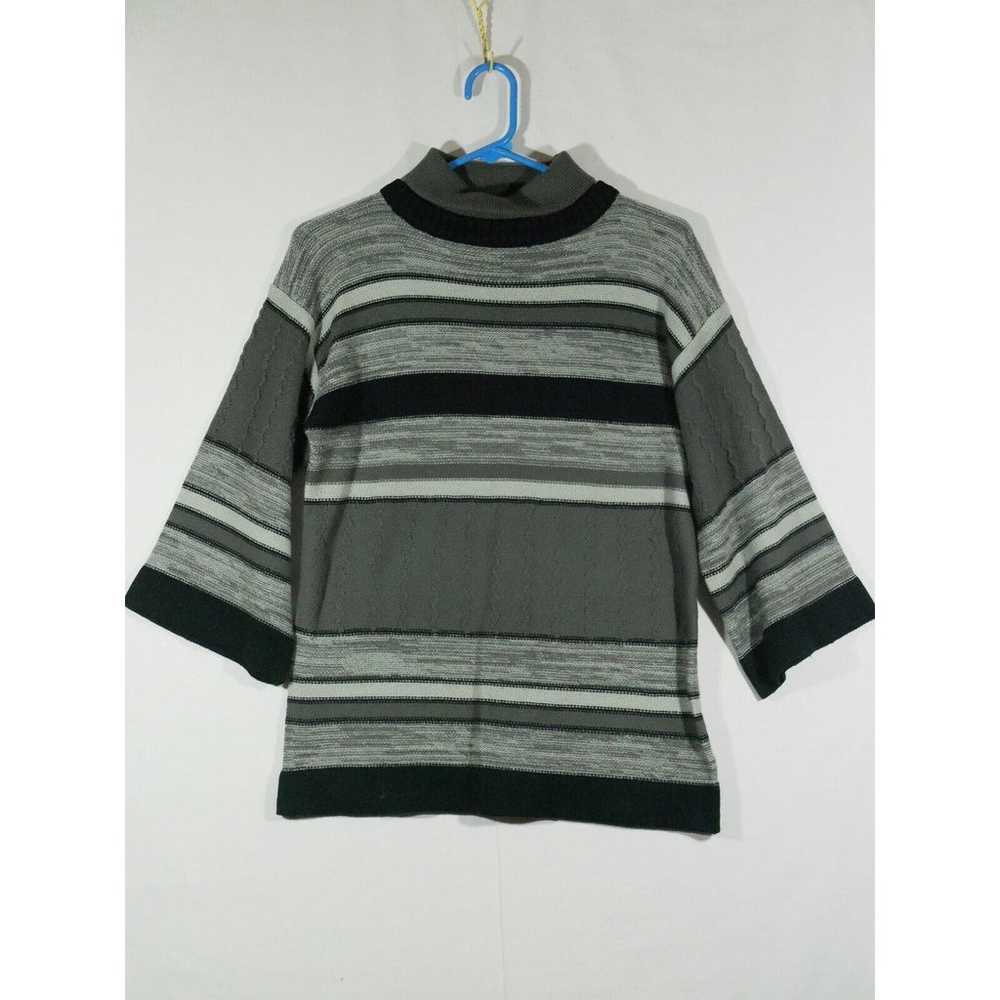 Vintage Daddys Money Black Gray Striped 3/4 Sleev… - image 1