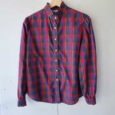 Vintage The Villager Ruffle Neck Button Up Shirt … - image 1