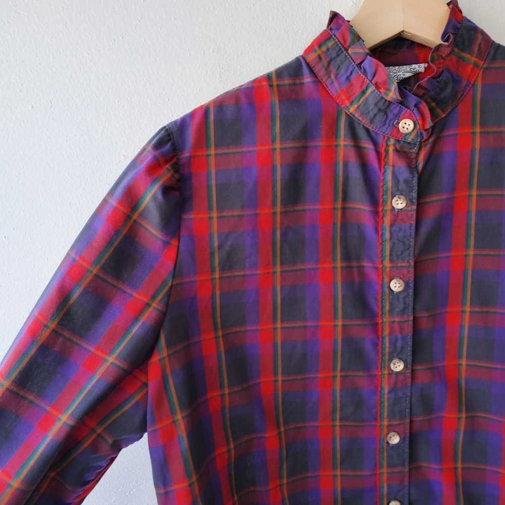 Vintage The Villager Ruffle Neck Button Up Shirt … - image 2