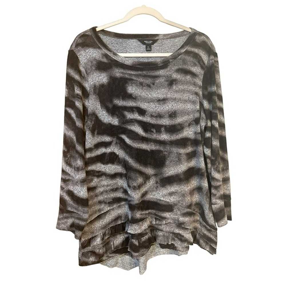 Simply Vera Wang Scoop Neck Long Sleeve Abstract … - image 2