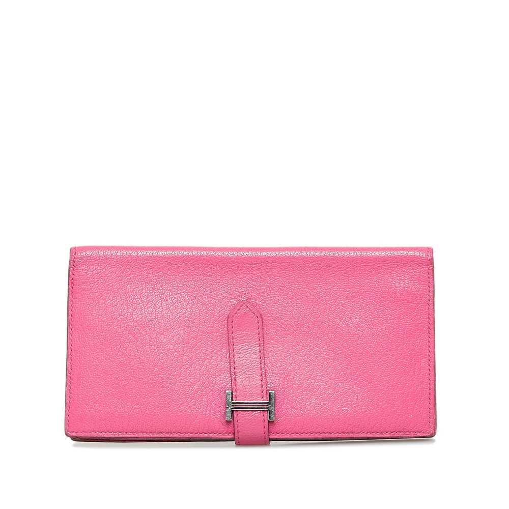 Pink Hermes Bearn Soufflet Wallet - image 1