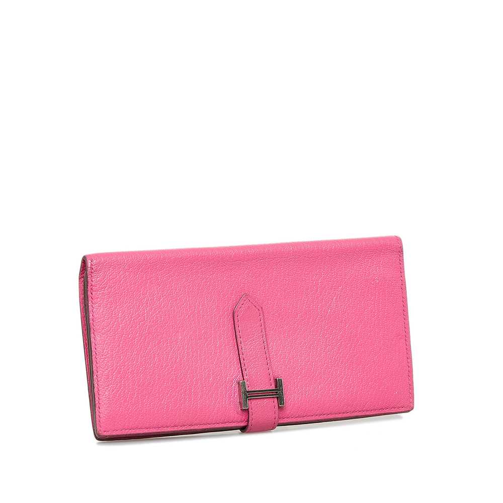 Pink Hermes Bearn Soufflet Wallet - image 2