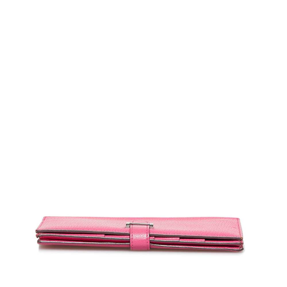 Pink Hermes Bearn Soufflet Wallet - image 4