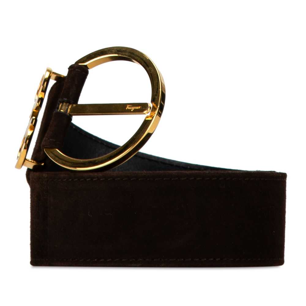 Brown Ferragamo Suede Gancini Belt - image 2