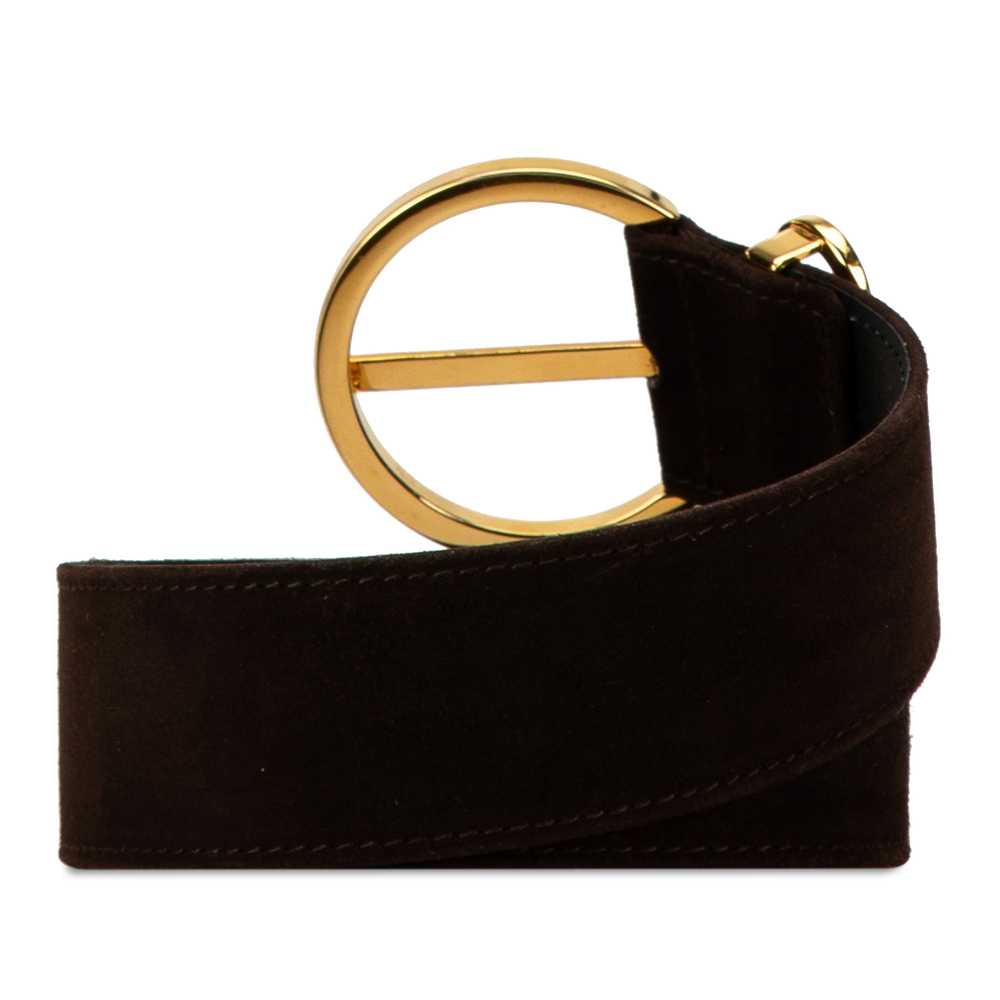 Brown Ferragamo Suede Gancini Belt - image 3