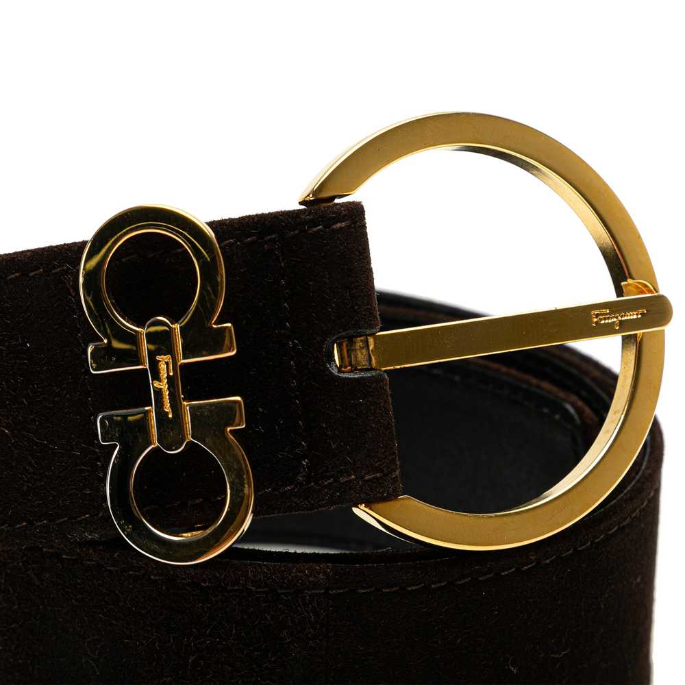 Brown Ferragamo Suede Gancini Belt - image 5